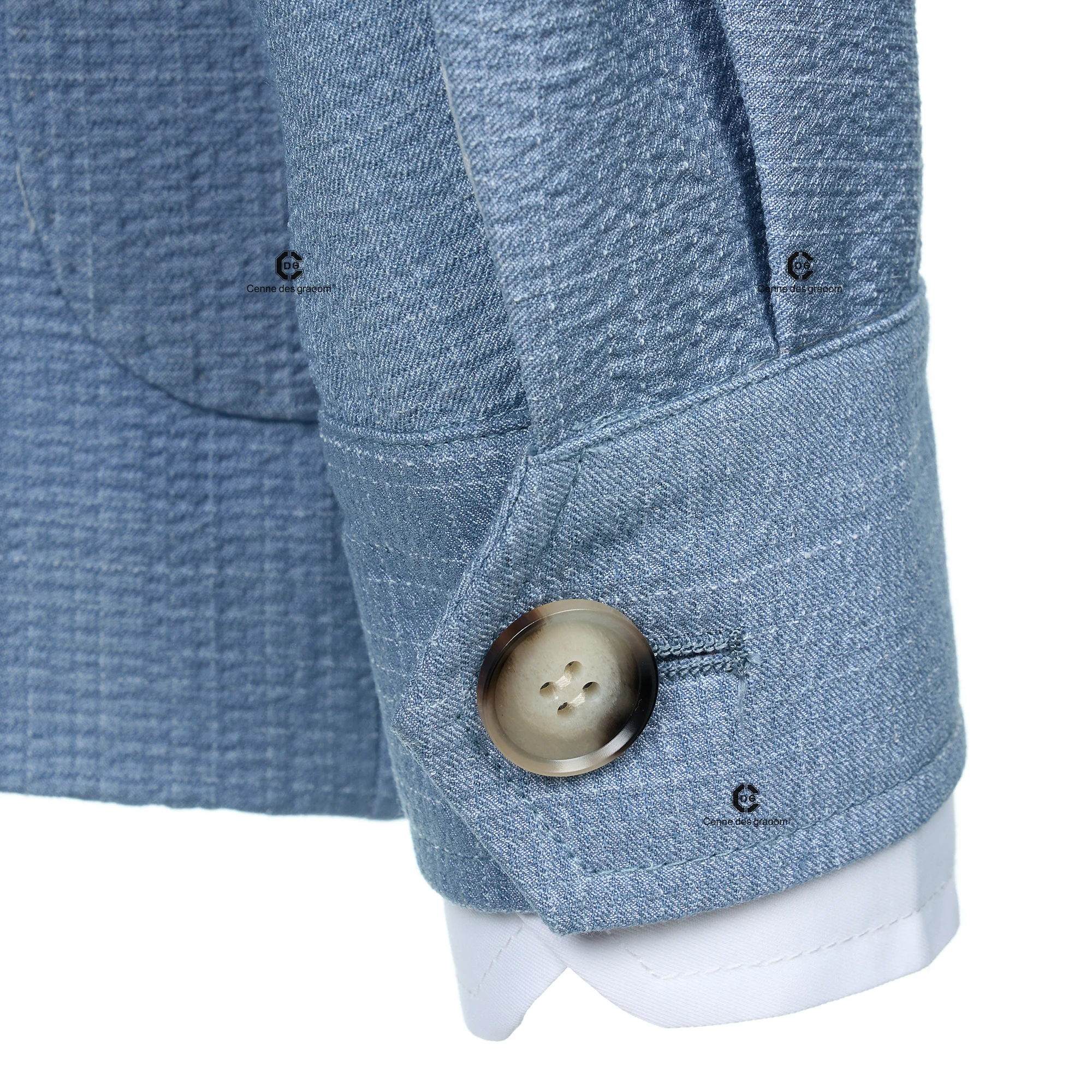 Cenne Des Graoom 2025 New Fashion Vintage Hunting Outfits for Men Sky Blue Safari Jackets with Multi Pockets Slim Fit Casual view 3