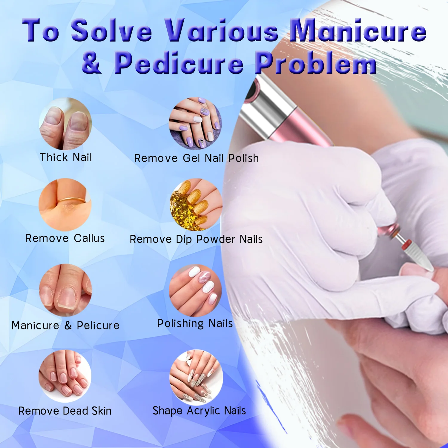 الكهربائية طلاء الأظافر لقمة ثقب الأظافر المهنية طحن تلميع إزالة الجلد الميت الفن الرملي ملف القلم آلة أظافر