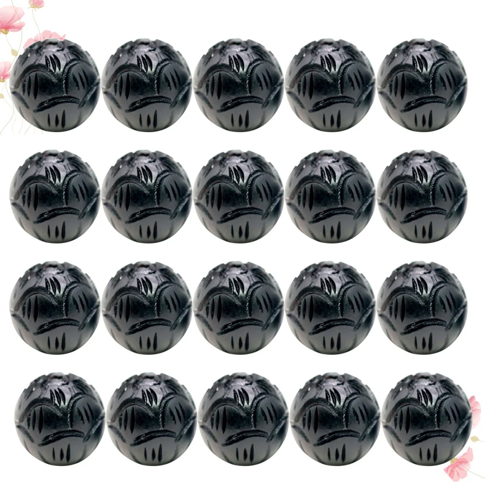 

20 pcs 10Mm Black Ebony Wood Beads Round Carved Lotus Diy Craft Jewelry Making Buddha Rosary Accessories For Bracelet Necklace