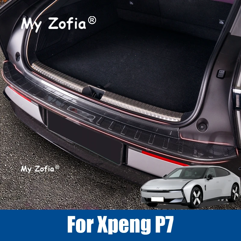 

For Xpeng P7 2025 2026 Car Stainless steel Rear Trunk Outer Bumper Guard Sill Plate Rear Bumper Protector Cover Accessories
