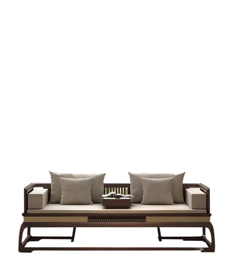 

*Zen new Chinese-style solid wood Arhat bed sofa simple modern black walnut living room villa small apartment high-end furniture