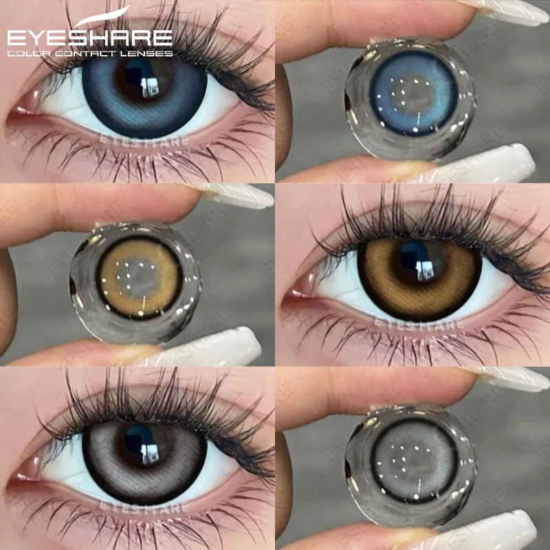 EYESHARE 1 Paar koreanische Gläser mit großem Auge, bunte Kontaktlinsen für Augen, braune Kontaktlinsen, jährliche blaue Linsen, graue Pupillinse