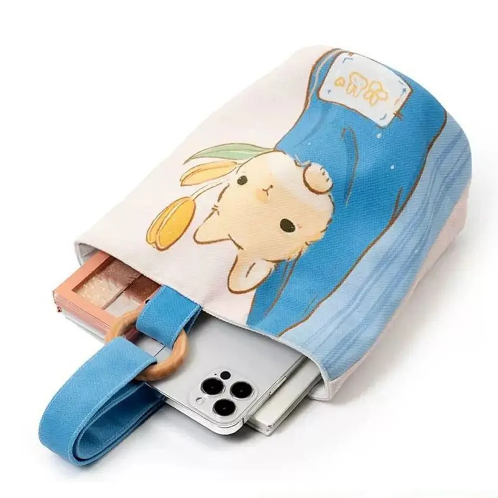 Foldable Rabbit Cartoon Canvas Bucket Bag Dog Cat Rabbit Handbag Lunch Bag Tote Bag Dog Lunch Bag Travel