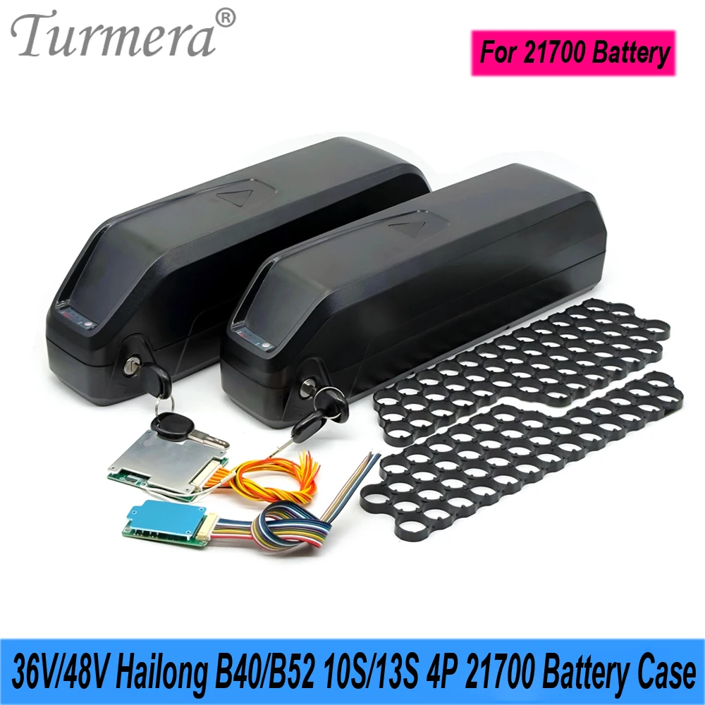 

Turmera 36V 48V Ebike Hailong Battery Case 10S4P 13S4P 21700 Holder with 15A 30A BMS Welding Nickel Use in 42V 52V Electric Bike