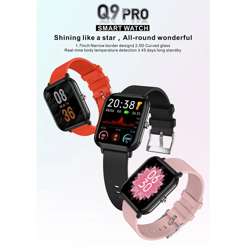 Q9 Pro Smart Watch 1.7 Inch TFT HD 240X280pixel 200Mah Battery BLE5.0 IP68 Android 4.4 Outdoor Sports Watch