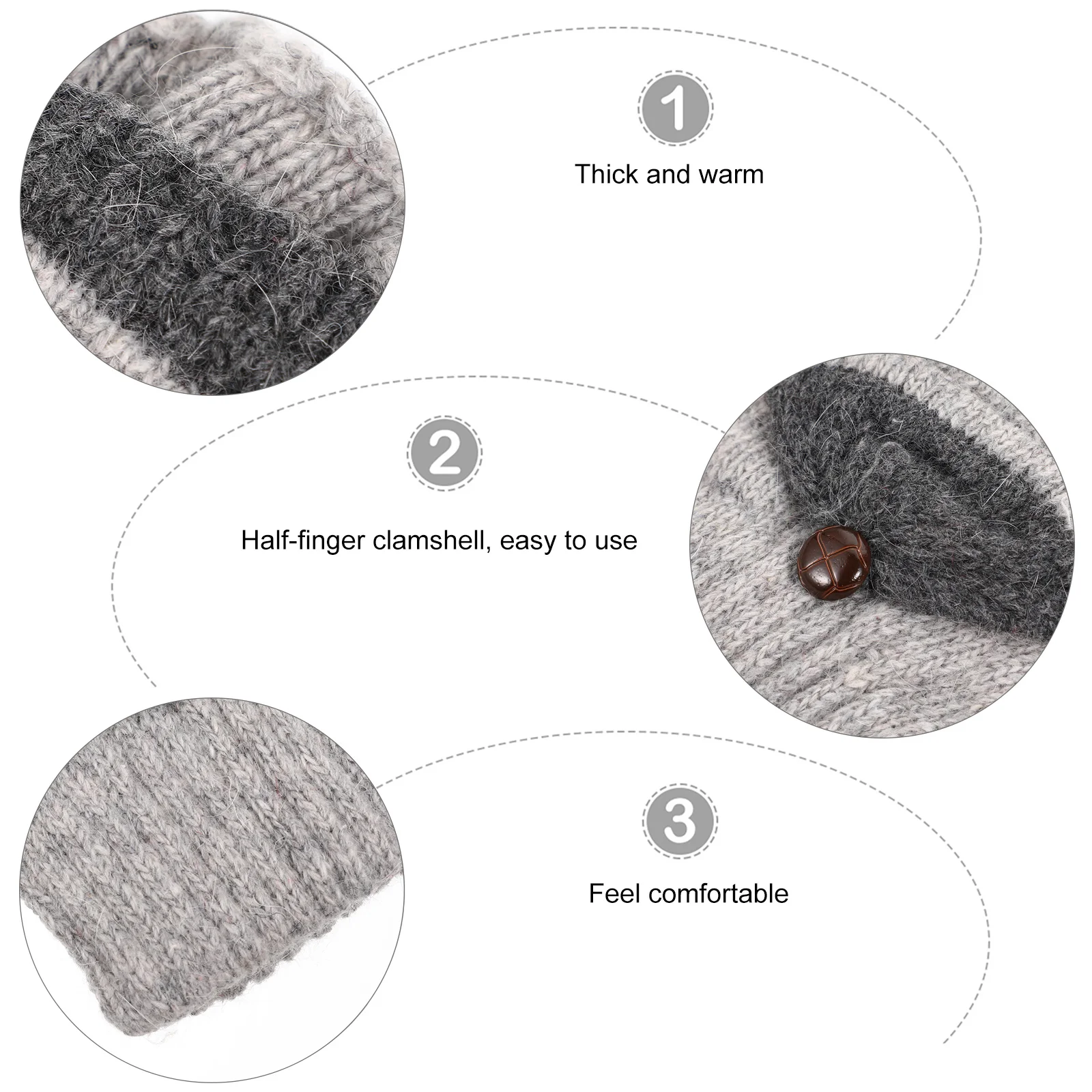 

1Pair Warm Knitting Gloves for Women Convertible Mittens with Flip Cover Sturdy Flexible Fit Ideal for Winter Daily Use