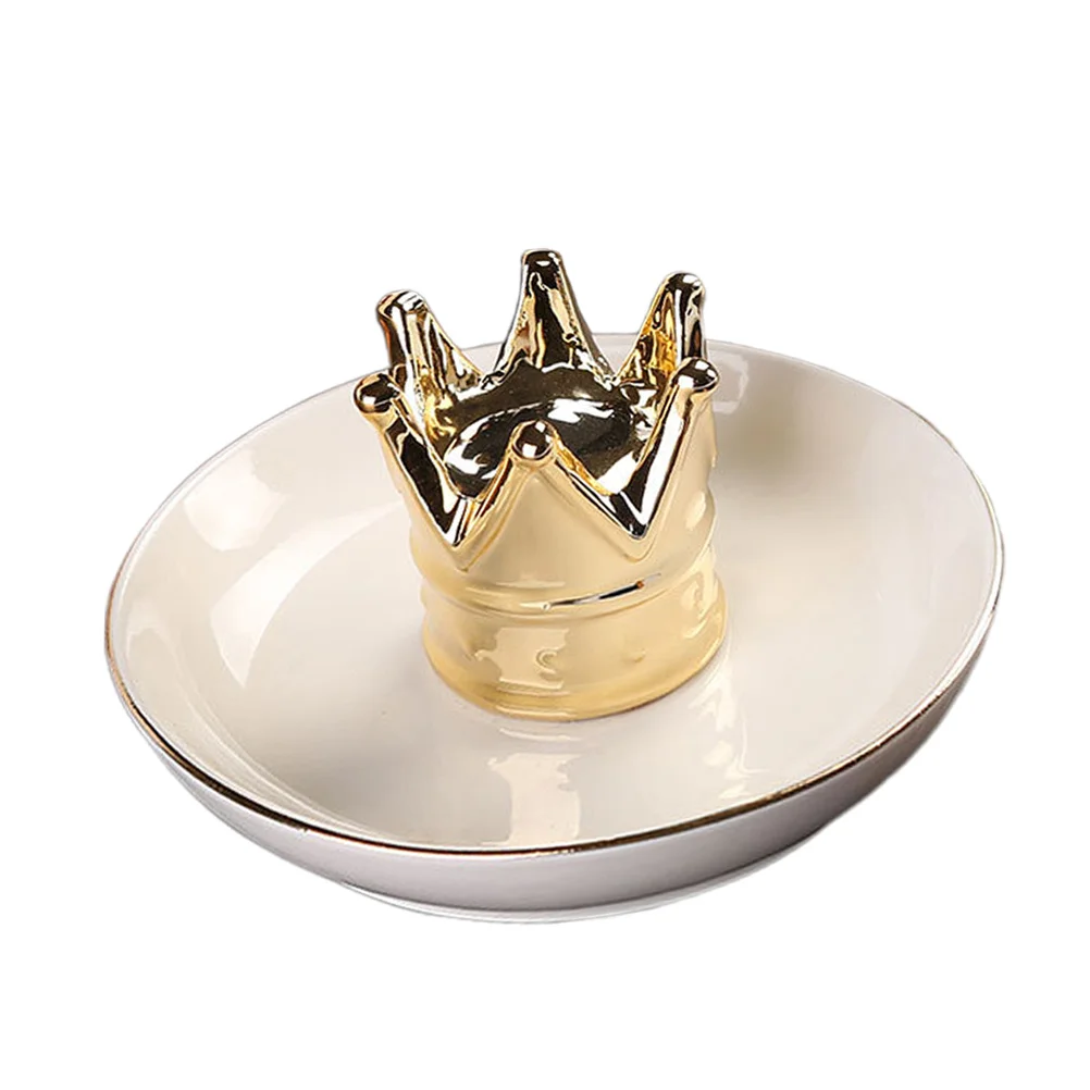 Porcelain Jewelry Tray Crown Ring Holder Ceramic Organizer Dish for Wedding Anniversary Birthday Gift Home Decoration