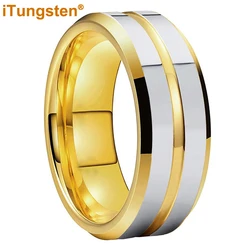 iTungsten 6mm 8mm Two Colors Engagement Ring Tungsten Wedding Band Men Women Fashion Jewelry High Polished Excellent Workmanship