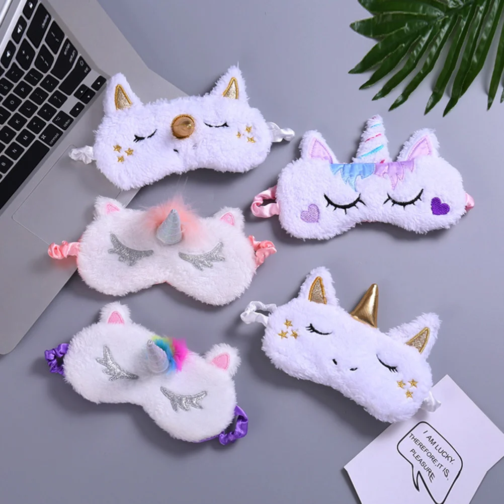 

5pcs Sleeping Lovely Unicorn Eye Cover Soft Washable For Travel Eye Cover For Nap Sleep Eyeshade Blindfold Women