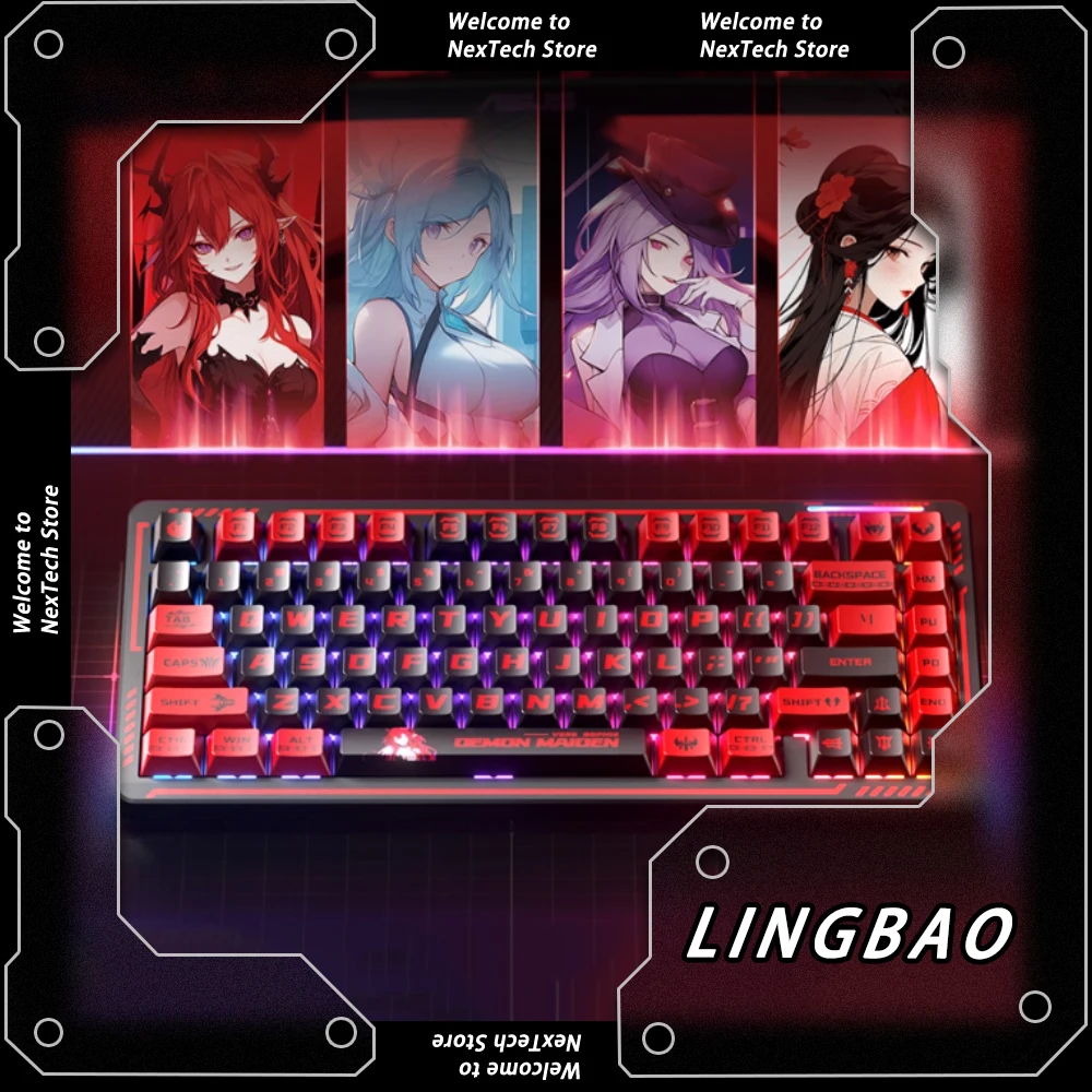LINGBAO K75 PRO аниме IP механическая клавиатура проводная прокладка горячая замена RGB игровая клавиатура пользовательские аксессуары для ПК геймер ноутбука ​   Подарки