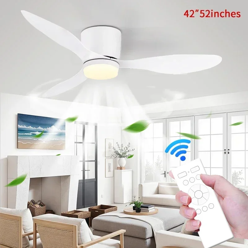 Modern Ceiling Fan, LED Light, DC Motor, High Air Volume Remote Control, Kitchen, Bedroom, Dining Room, Terrace, Pendant Light