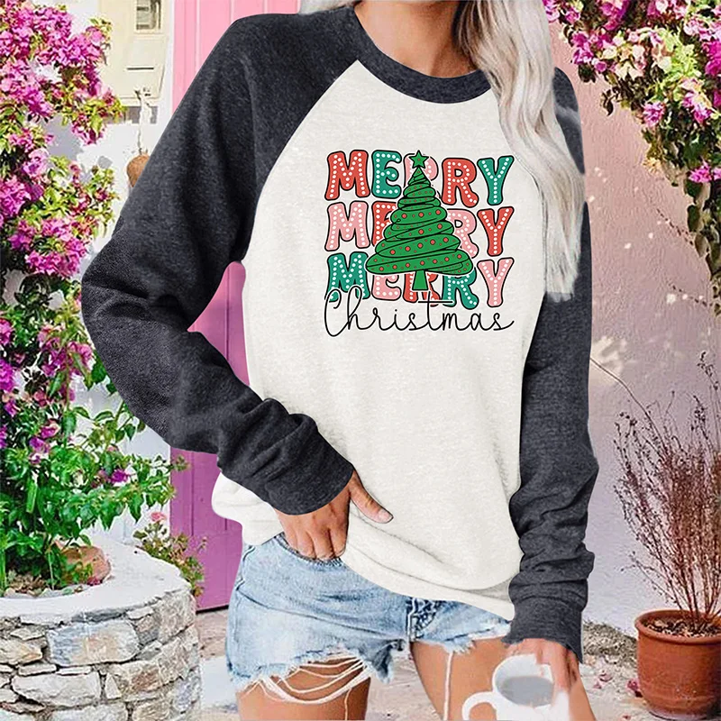 

Merry Christma Printed Women's T-shirt Fashion Round Neck Top Loose T-shirt Clothing Street Wear Aesthetic