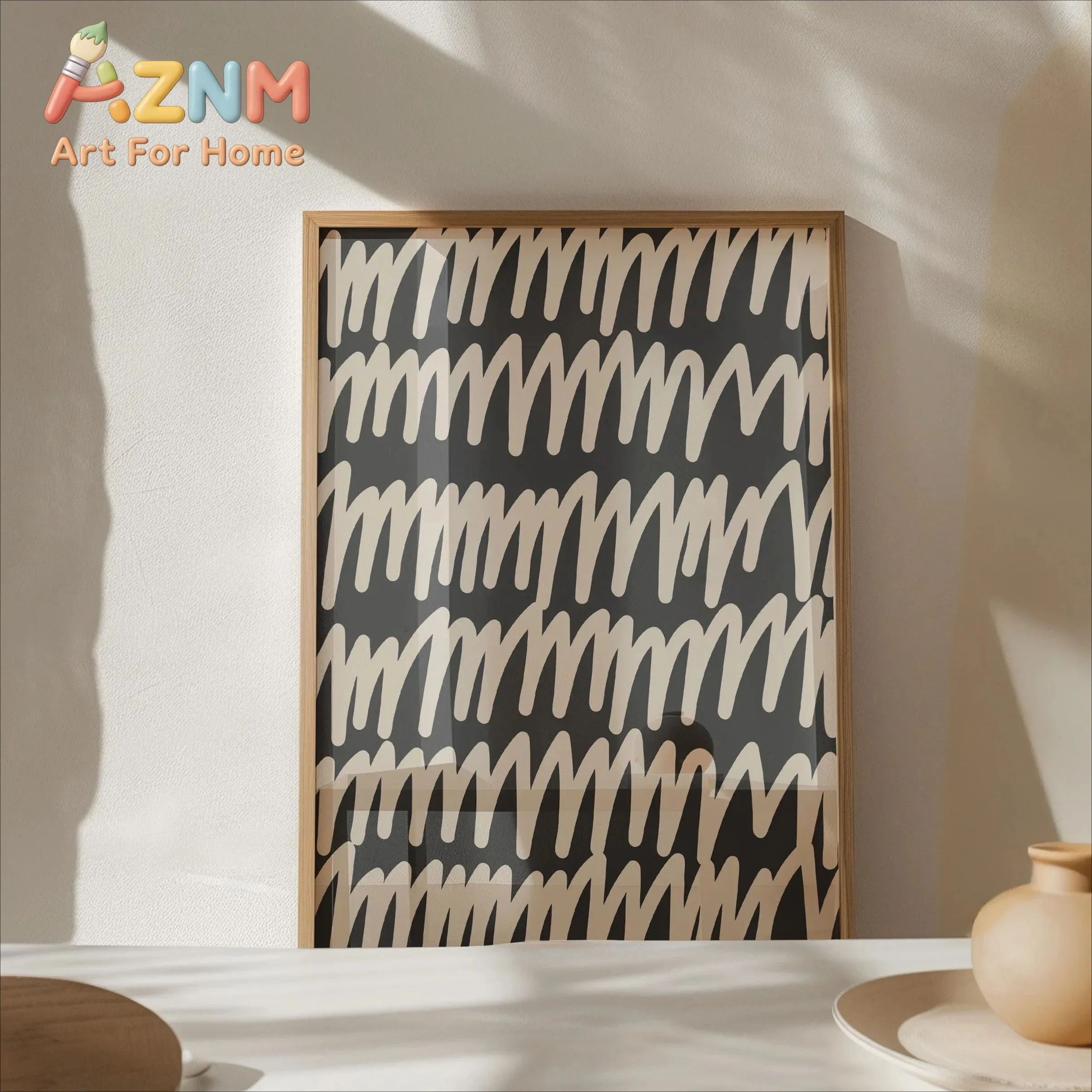 Abstract Flowing Line Art Minimalist Boho Geometric Organic Prints Neutral Modern Aesthetic Home Living Room Cafe Decoration