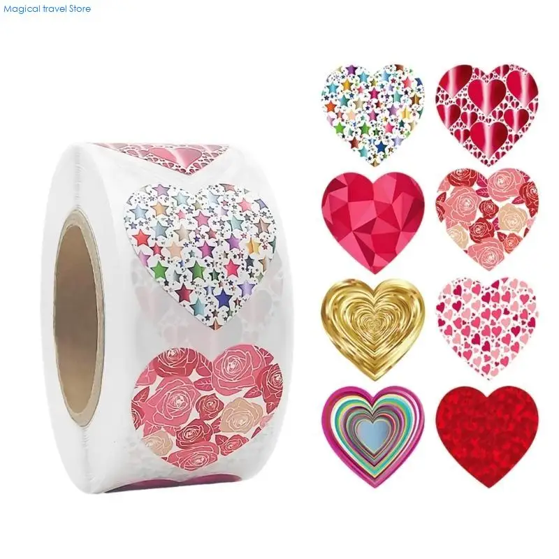 N2UB 1 Roll Small Heart Sticker Roll Adhesive Heart Sticker for Envelope Cards