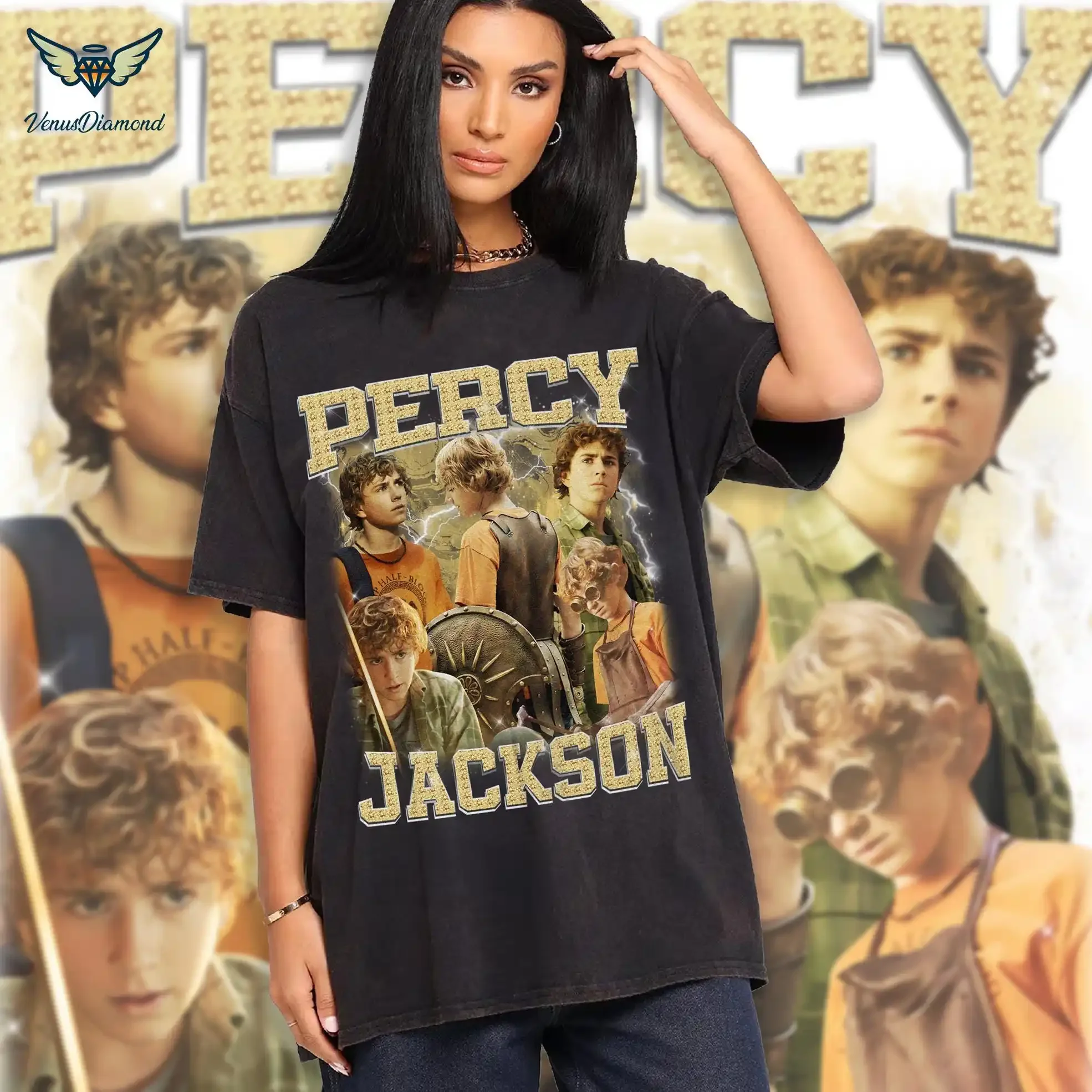 90s Vintage Bootleg Percy Jackson T Shirt and the Olympians Main CasT Walker Scobell TV Series