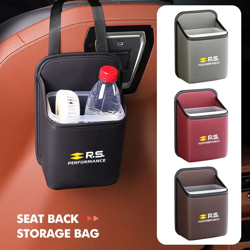 

Car Seat Back Hanging Trash Can Organizer Garbage Storage Bag For Renault Arkana Captur Twingo Talisman RS Line Logan Duster
