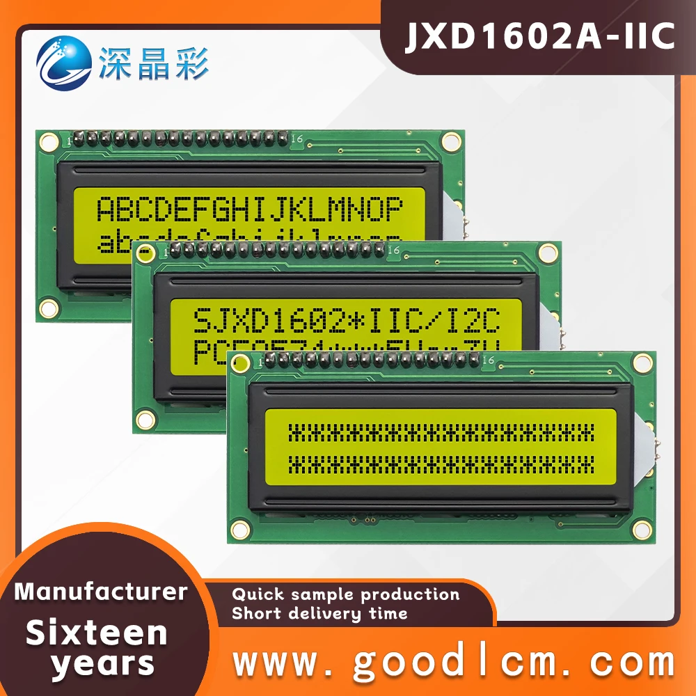 Russian language LCD dot matrix screen JXD1602A-IIC iic/i2c interface STN Yellow Positive 1602 character LCM display module