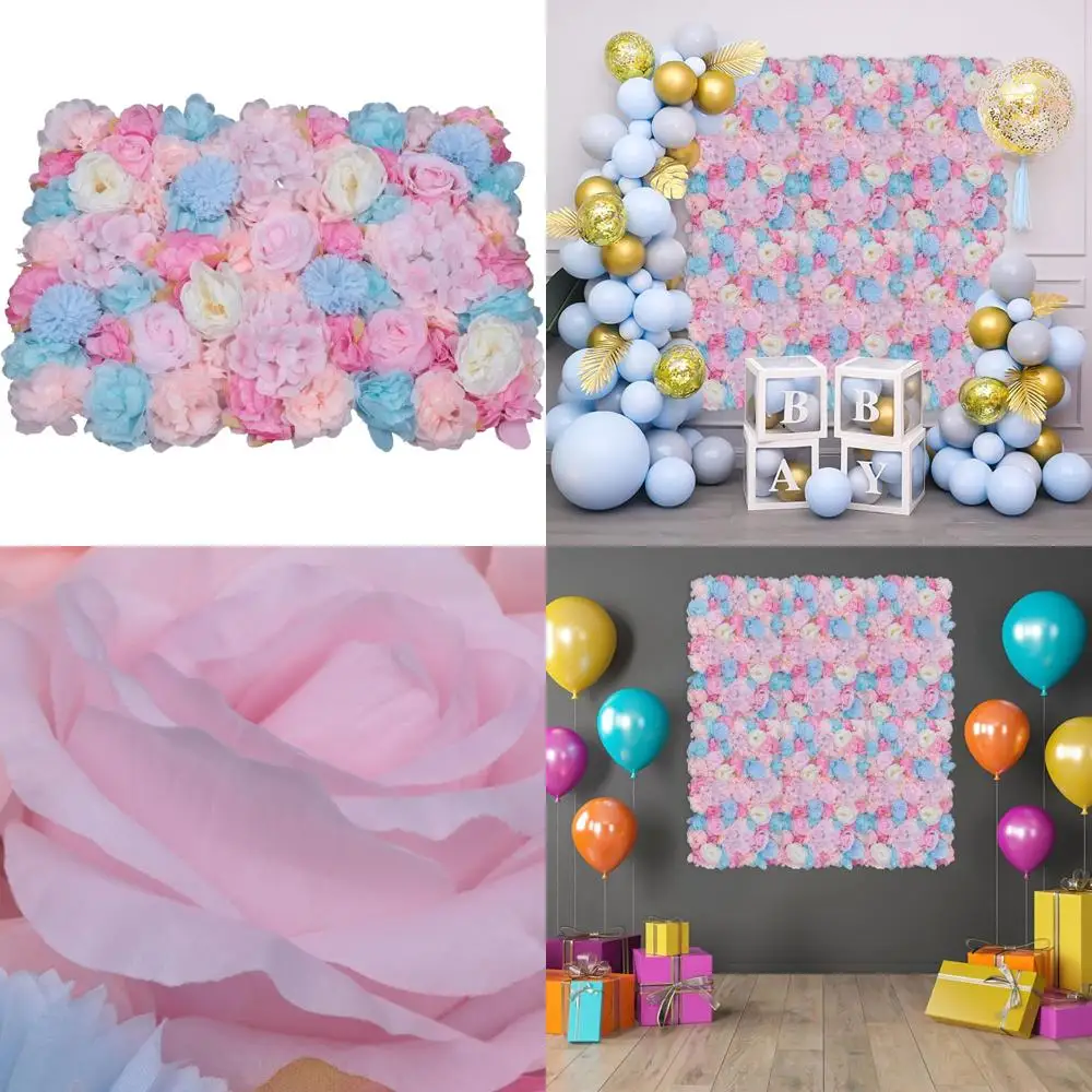 

Set of 6 Artificial Orchid Pink Flower Wall Panels, 24x16 Inches Silk Fabric Decor for Weddings and Events