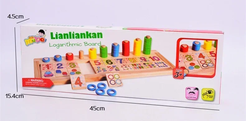 Planche logarithmique Montessori en bois pour enfants, matériaux d'apprentissage au comptage des nombres, éducation précoce, jouets mathématiques fuchsia, drôle