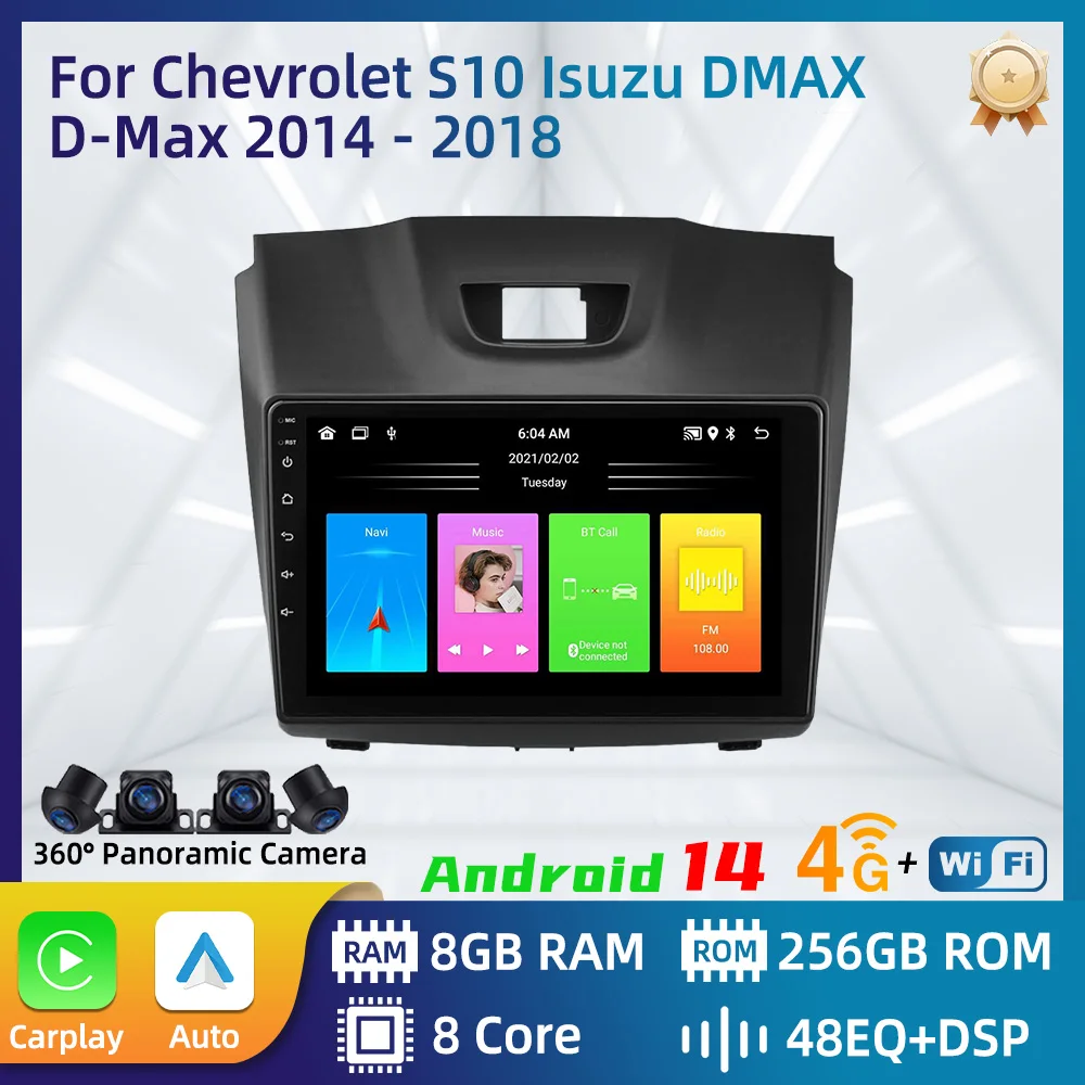 for Chevrolet S10 Isuzu DMAX D-Max 2014 - 2018 GPS Navigation Stereo Multimedia Player Autoradio Carplay 2 Din Android Car Radio