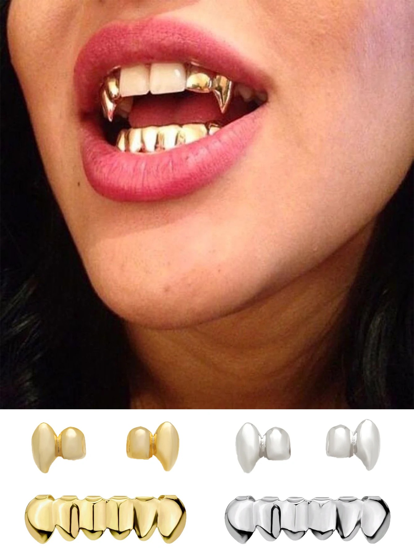 Personalized And Fashionable Double Sharp Teeth/Smooth Hip-Hop Decoration Stage Nightclub Fashion Party Accessory