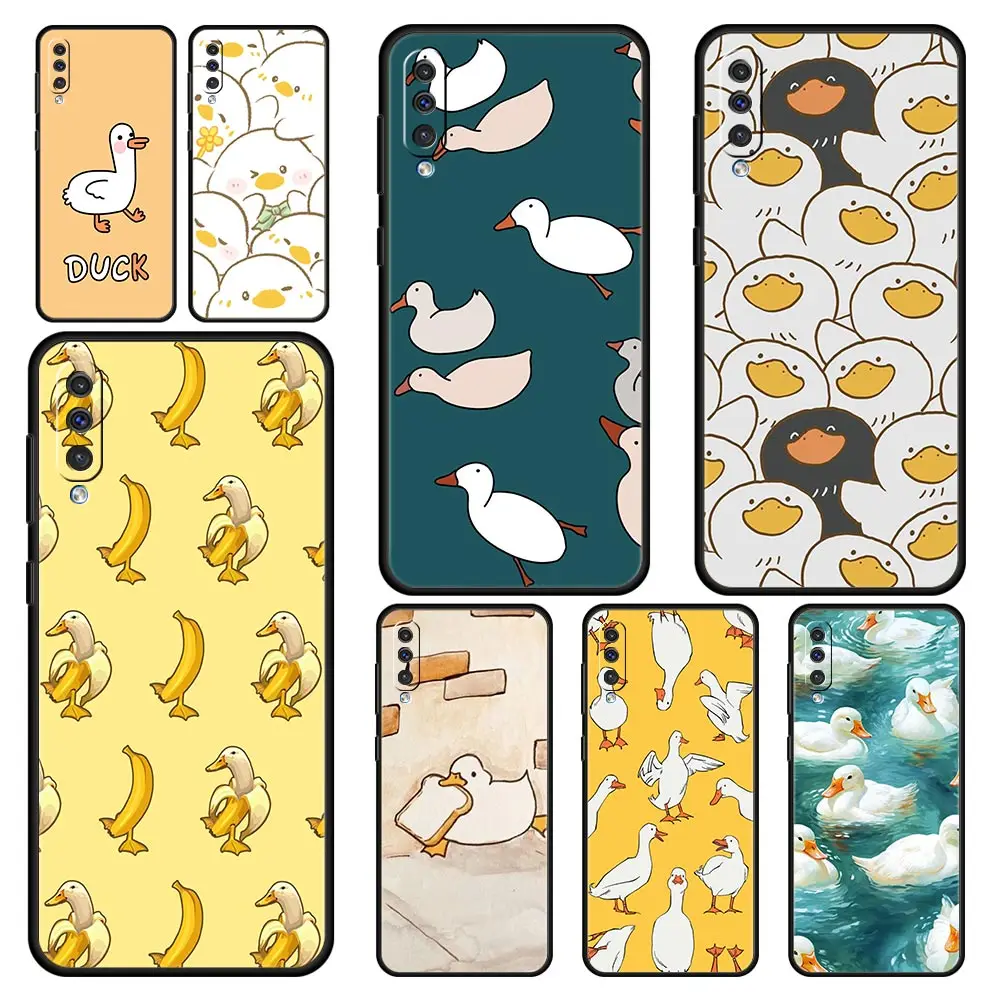 Cartoon Duck Goose Game Case For Samsung A24 A12 A14 A32 A50 A70 A20E A20S A10S A22 A30 A40 A34 A54 A42 A52 5G A02S A04s Cover