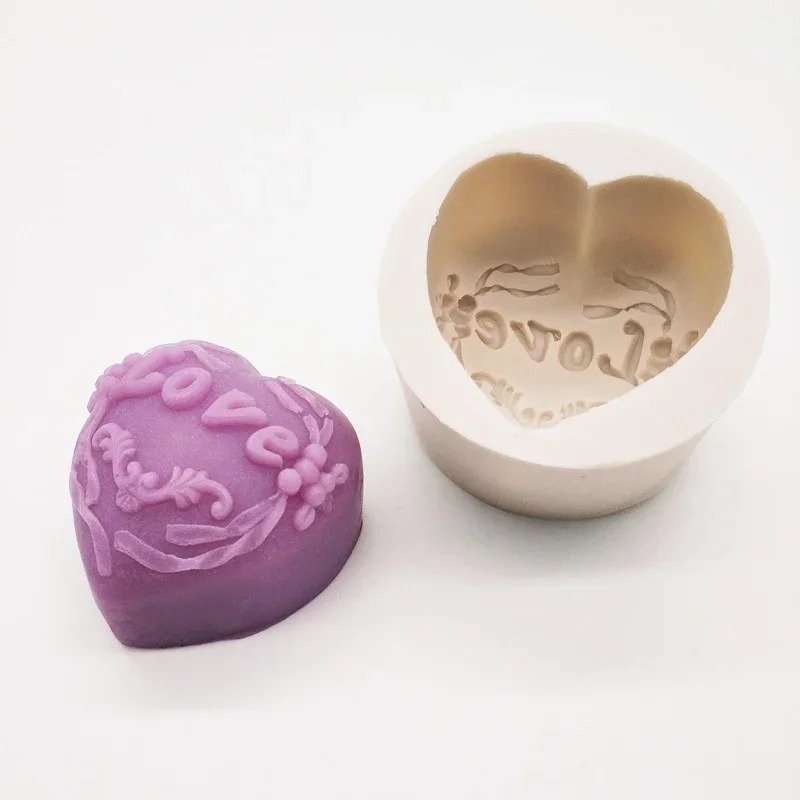 3D Love Carving Flower Soap Silicone Mold Handmade Chocolate Cake Baking Tool Diy Clay Plaster Candle Making Kit Home Gift