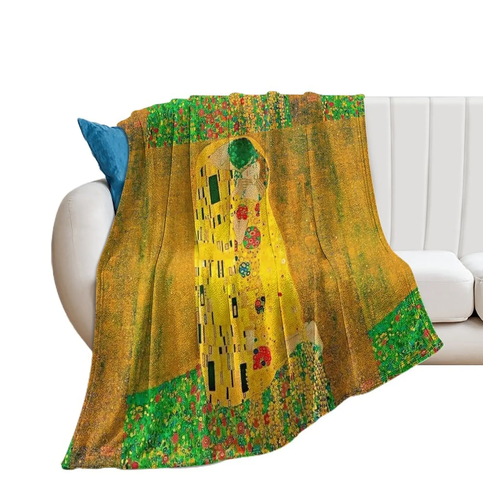 The Kiss, by Gustav Klimt1907, digitally enhanced by WatermarkNZ Press Throw Blanket Thin Soft Big Blankets