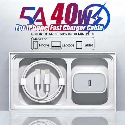PD 40W Fast Charger For iPhone 15 11 12 13 14 16 Pro Max Quick Charging Cable For iPhone 16 15 14 Plus Charger Phone Accessories