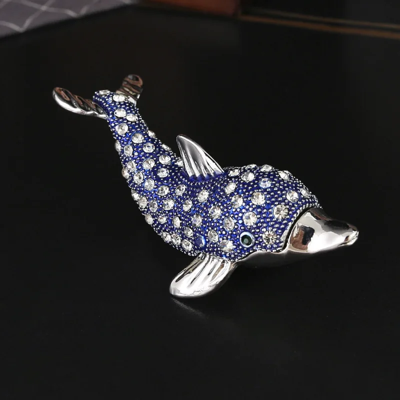 Ocean Dolphin Jewelry Box with Rhinestones Women’s Trinket Organizer for Rings Necklaces Earrings Dolphin ornament Home Decor