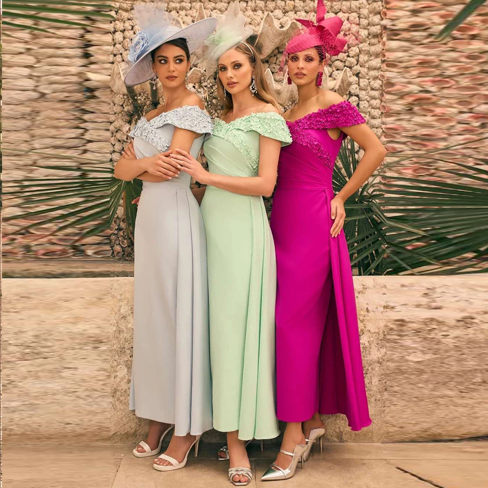 

Customized 3D Petals Mother of the Birde Dresses Fuchsia Luxury Evening Dress for Party Column Off Shoulders Long Gowns 2026