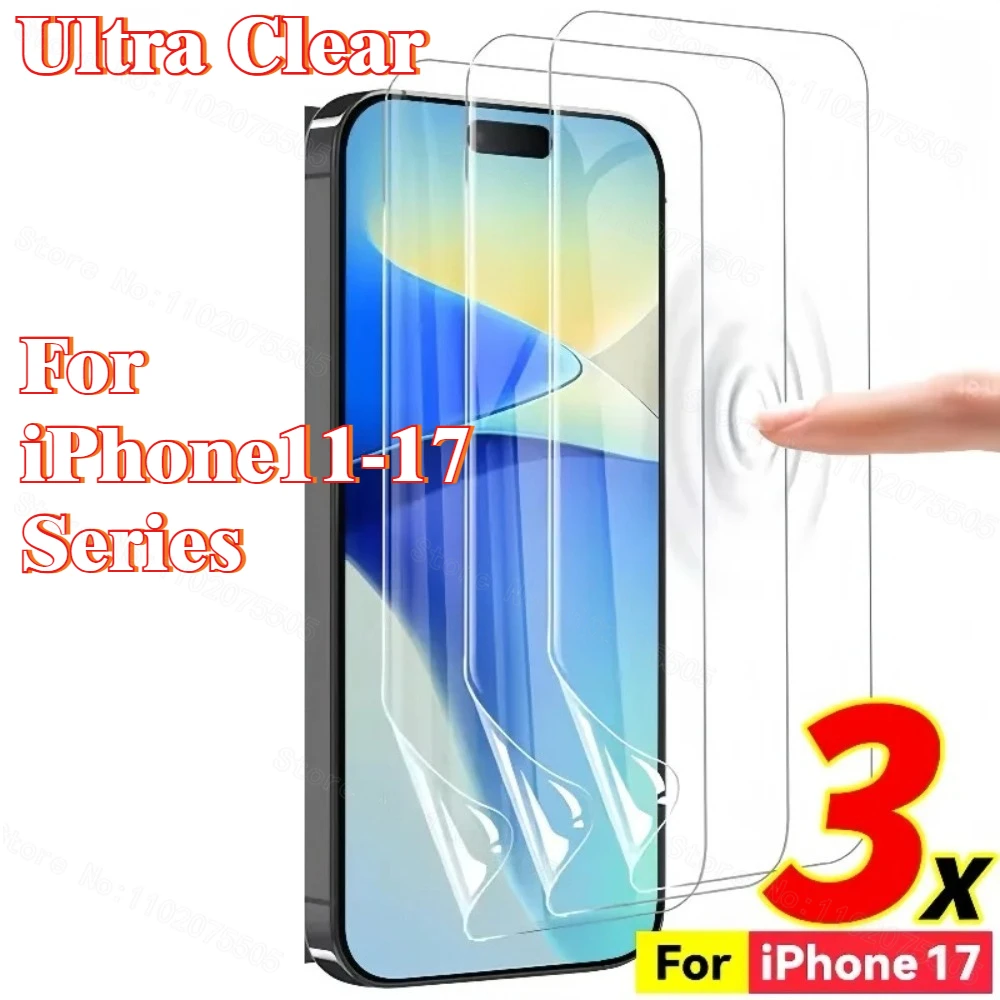 

Hydrogel Screen Protector for IPhone 17 Pro Max Air 16 15 14 Plus Flexible Soft Protective Film for IPhone 16 13 12 11 Pro Max