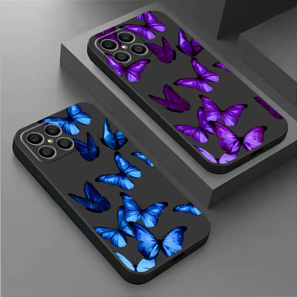 INS Retro Butterfly Cover Phone Case for Honor X9a Magic5 Lite 8X 70 X8a 90 Pro X8 X6 X7 X6a Magic5 Black Soft Funda Cases 