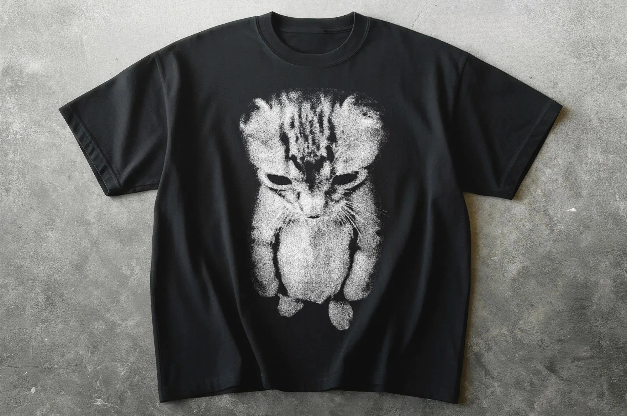 Esta camiseta informal y transpirable presenta un estampado de un gato triste que se muestra de pie como un emoji, lo que la hace perfecta para el verano.