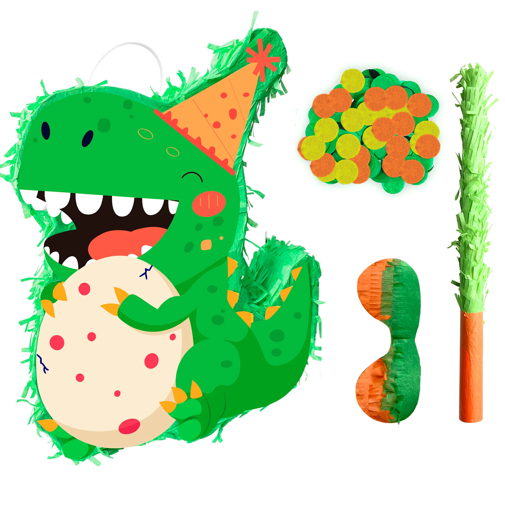 4 Pcs 공룡 파티 Pinata 세트-공룡 Pinata 스틱 아이 마스크 등 공룡 파티 장식을위한 공룡 Pinata 용품