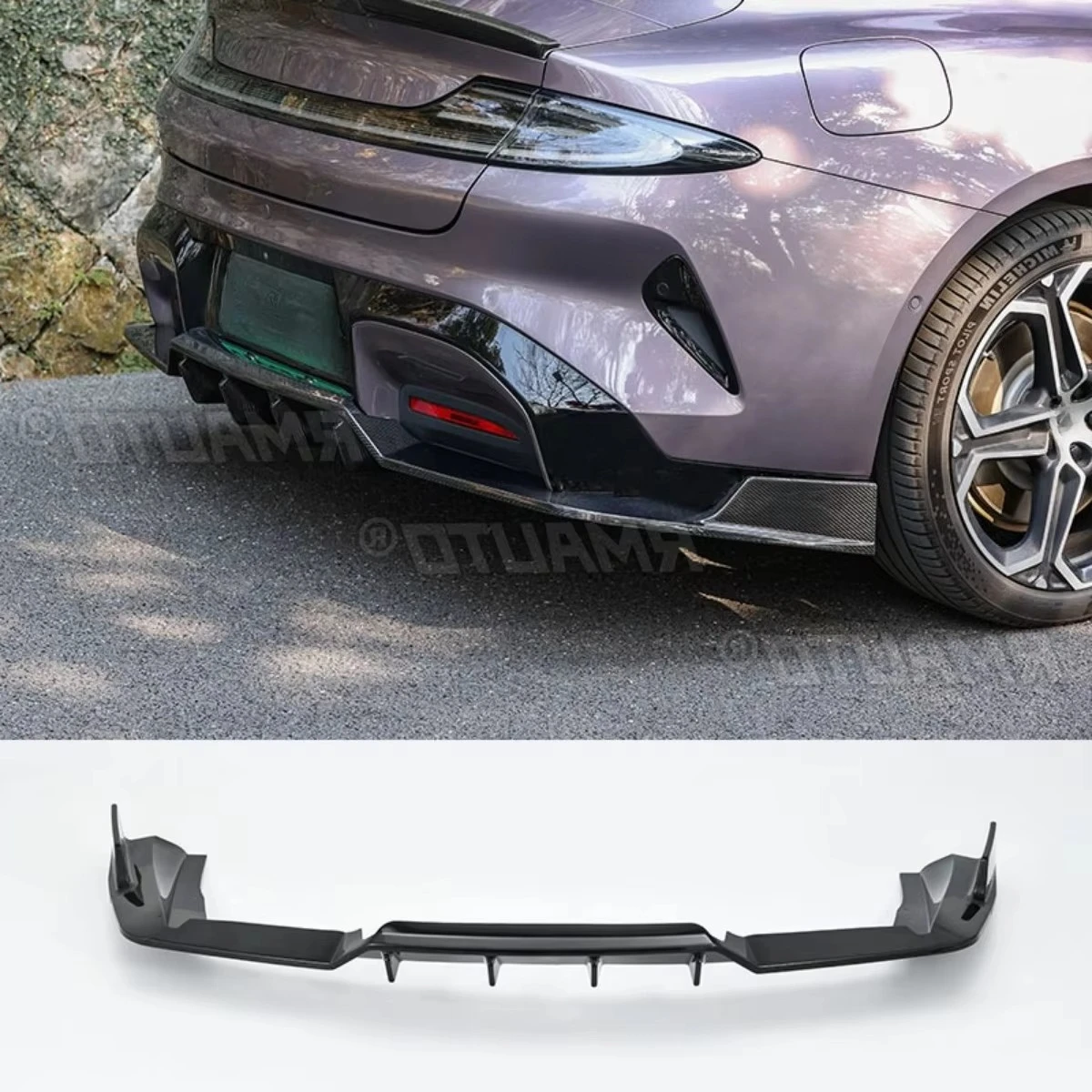 

For Xiaomi Su7 Car Accessories Carbon Look Car Rear Bumper Spoiler Lip Diffuser Splitter Modification Part