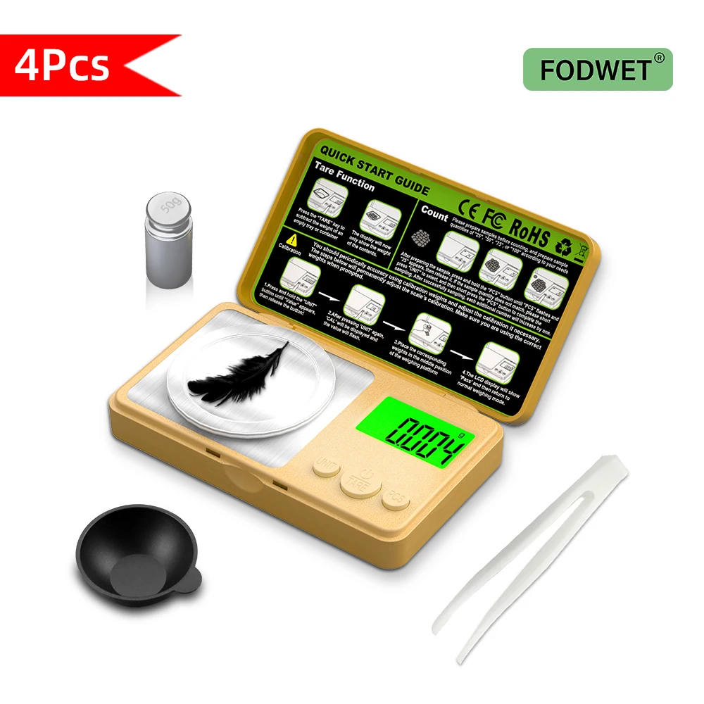 【7-Mode High Precision · 0.001g Microscopic Accuracy】Golden Intelligent Counting Food Scale | Comes with Professional Calibration + Automatic Zero Reset | Flip-Top Design + Ultra-Thin 2cm Portable | 7 Units with Jewelry Ct/Gn Mode | High-Definition Backlight | Automatic Shutdown | Batteries Not Included