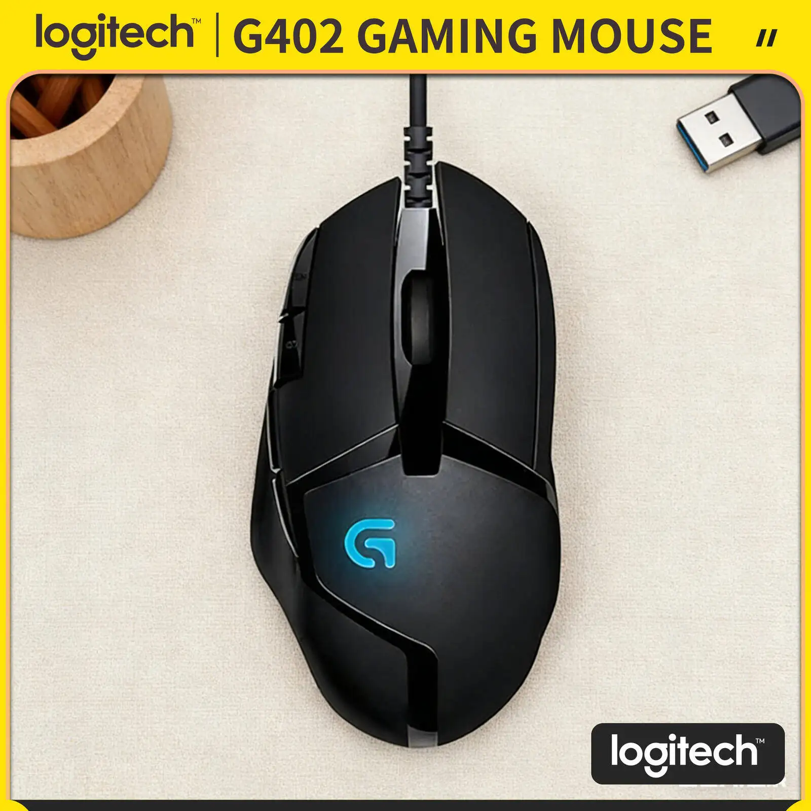 

Игровая мышь Logitech G402 проводная, 32-битный процессор ARM, 8 программируемых кнопок, 4 режима DPI, 20 млн нажатий, противоскользящая, для ПК и ноутбуков