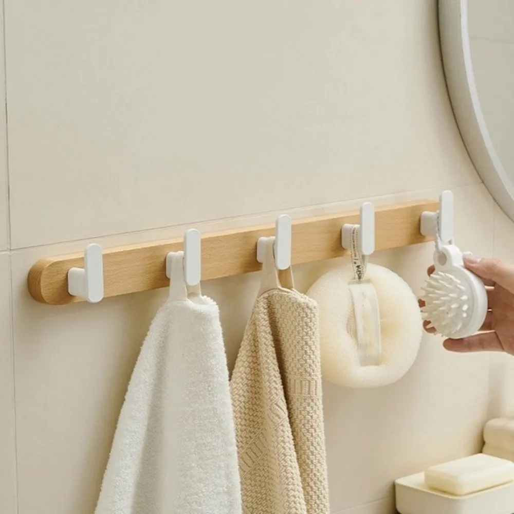 

Decoration Waterproof Door Hooks Hanging Multi-Purpose Wooden Hanger Hook Punch-free Sturdy Hat Hooks Organizer Function