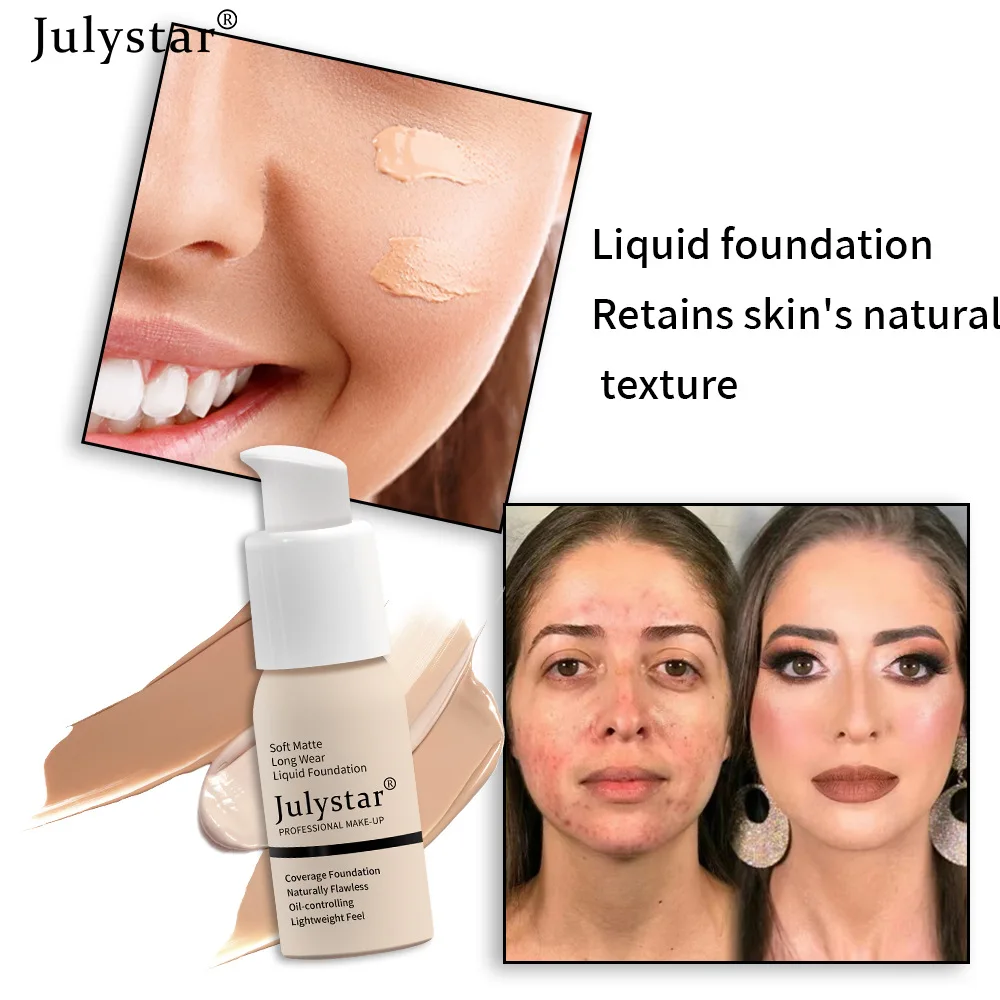 

30ml Natural Base Makeup Professional Matte Liquid Foundation Cream Finish Makeup Waterproof Concealer Maquiagem ,Promotion