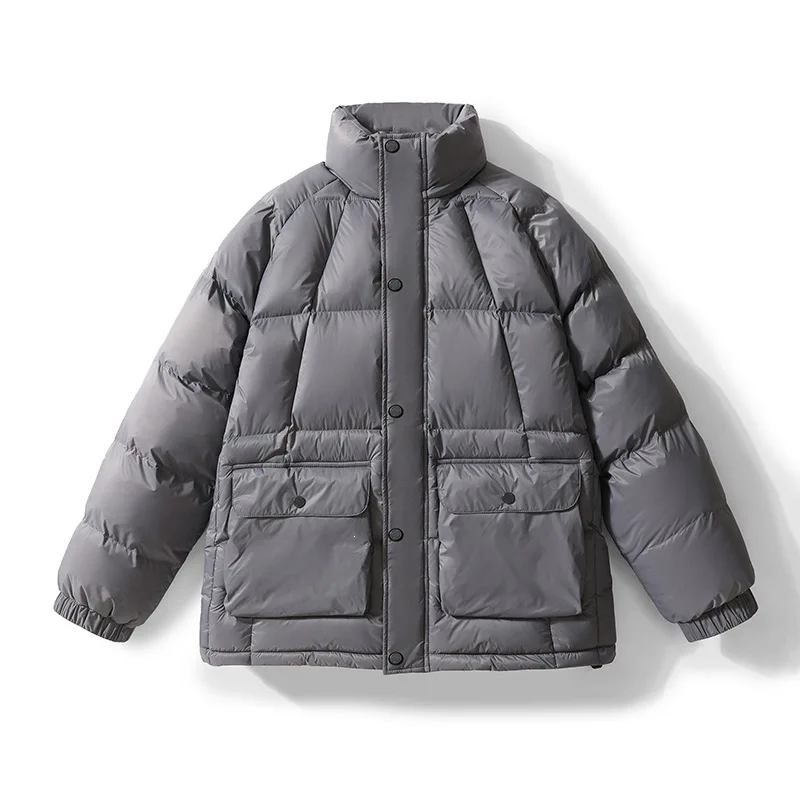 Men's Winter Casual Thick Warm Standing Collar Cotton Coat Youth Trendy Workwear Jacket