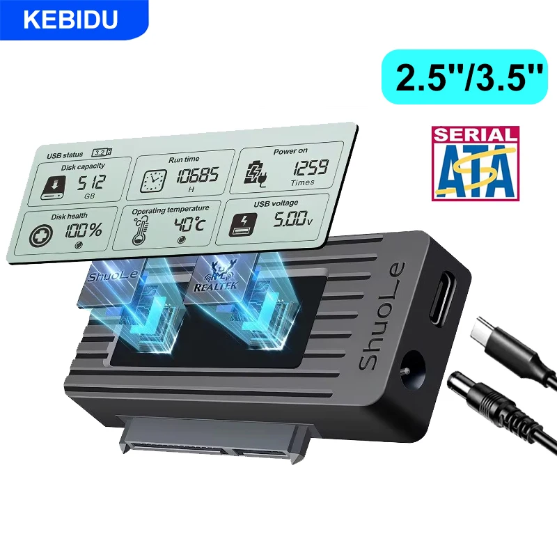 Image of KEBIDU USB zu SATA Adapter Konverterkabel USB 3.2 3.0 zu SATA Konverter für 2,5 Zoll SSD HDD Festplatte Externes Zubehör
