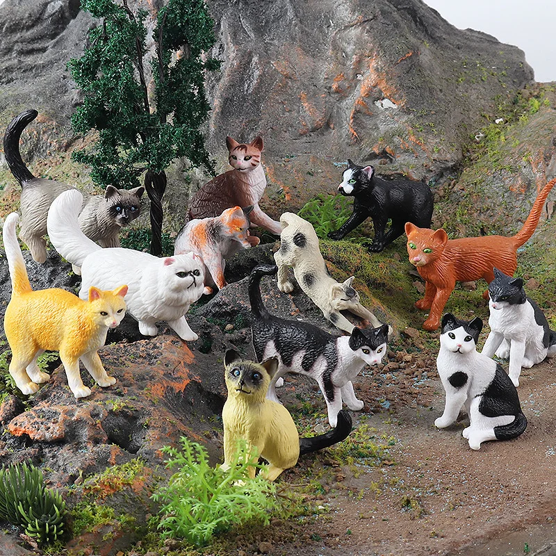 Juego de simulación de gato cruzado, modelo de Animal sólido, Gato amarillo, juguete perezoso, blanco y negro, decoración del hogar