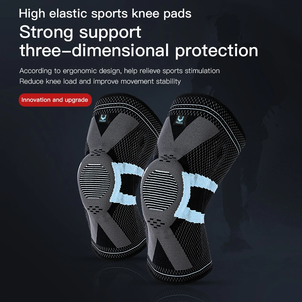 Vilico Fitness Knee Pads Silicon Padded Patella Brace Kneepad Joint Support Compression Sleeve Basketball Knee Brace