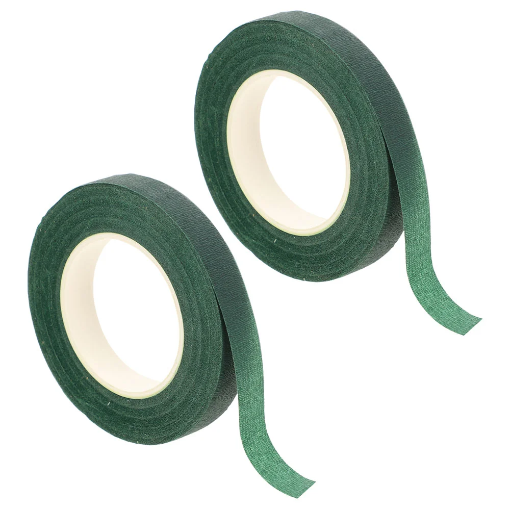 2 Rolls Floral Tape Flower Fixing Tool Green Wrapping High Viscosity DIY Arrangement