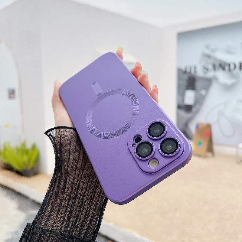 

Роскошный магнитный силиконовый защитный чехол для iPhone 11, 12, 13, 14, 15, 16, 17 Air Pro Max Plus, поставляется с защитной пленкой для объектива камеры