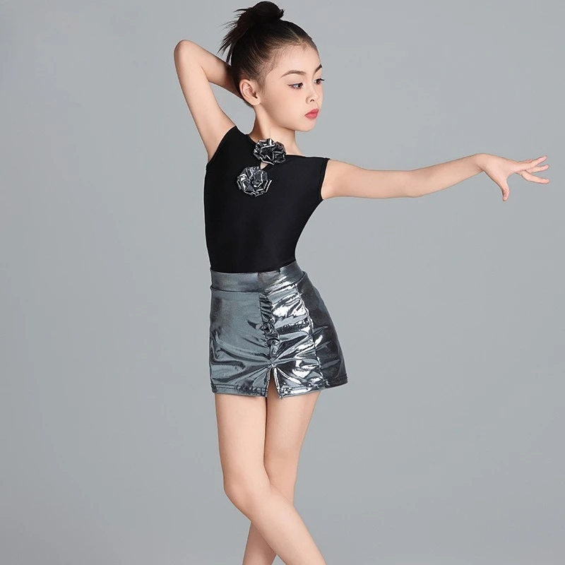 Latin Dance Practice Suit Girls' New Professional Performance Performance Suit Split Design Black