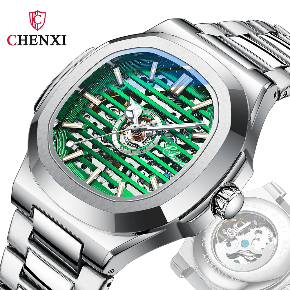 Men's Watch 40mm Automatic Mechanical Skeleton Watches For Men Stainless Steel Waterproof Leisure Sports Wristwatches