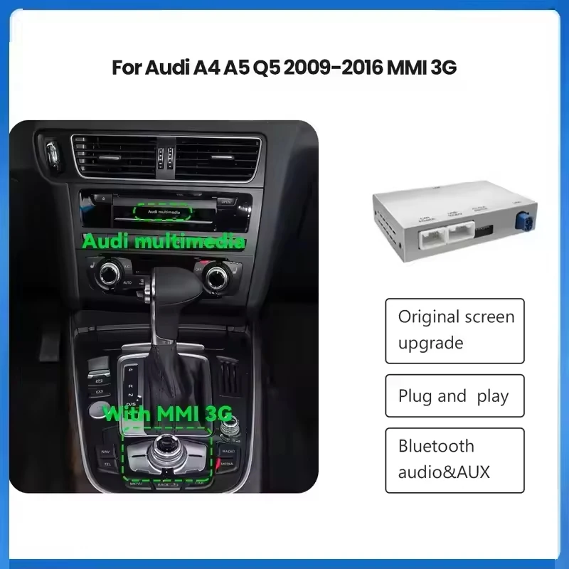 CarPlay en Android Auto draadvrije interface-adapter voor Audi A4 B8, A5, Q5 (2009-2016) met Bluetooth, GPS en sy-navigatie
