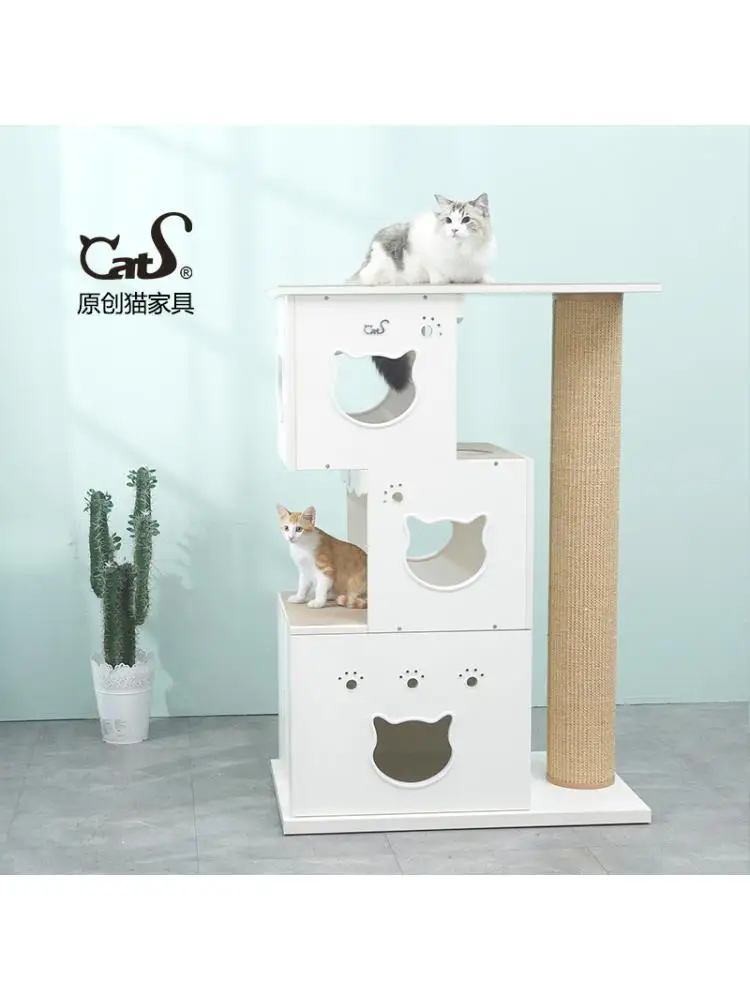 

Building Blocks Three-tier Cat Climbing Frame Sisal Cat Scratching Post Cat Climbing Frame Cat Litter Storage Cabinet Cat Furnit